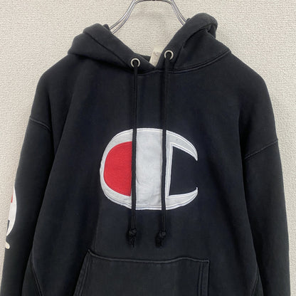 Champion　チャンピオン　リバースウィーブ　スウェットパーカー/フーディー　デカロゴ　現行　黒　ブラック　Lサイズ