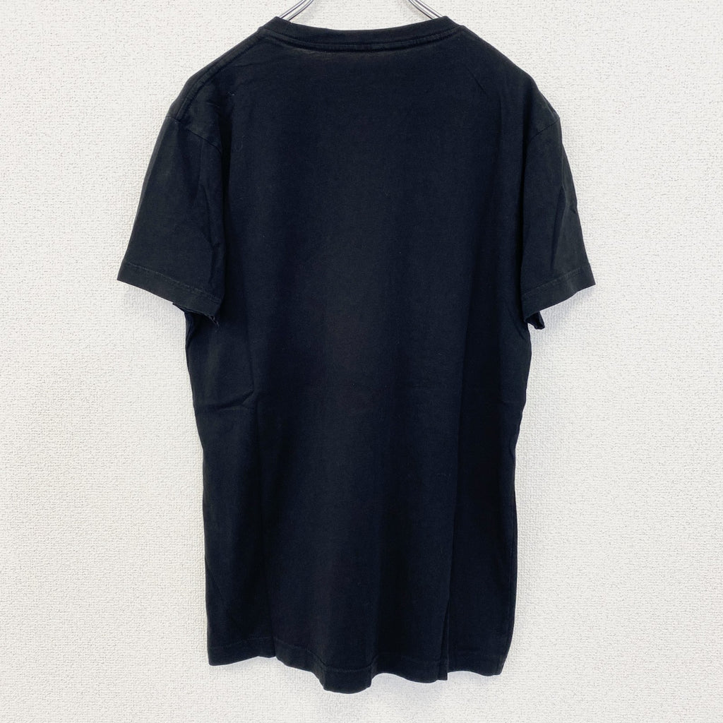 古着 used　VESTIGE　半袖プリントTシャツ　ブロックデザイン　カジュアル　モザイク　レトロ　クルーネック　黒　Mサイズ