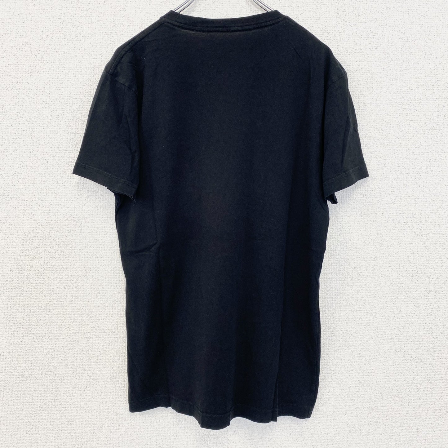 古着 used　VESTIGE　半袖プリントTシャツ　ブロックデザイン　カジュアル　モザイク　レトロ　クルーネック　黒　Mサイズ