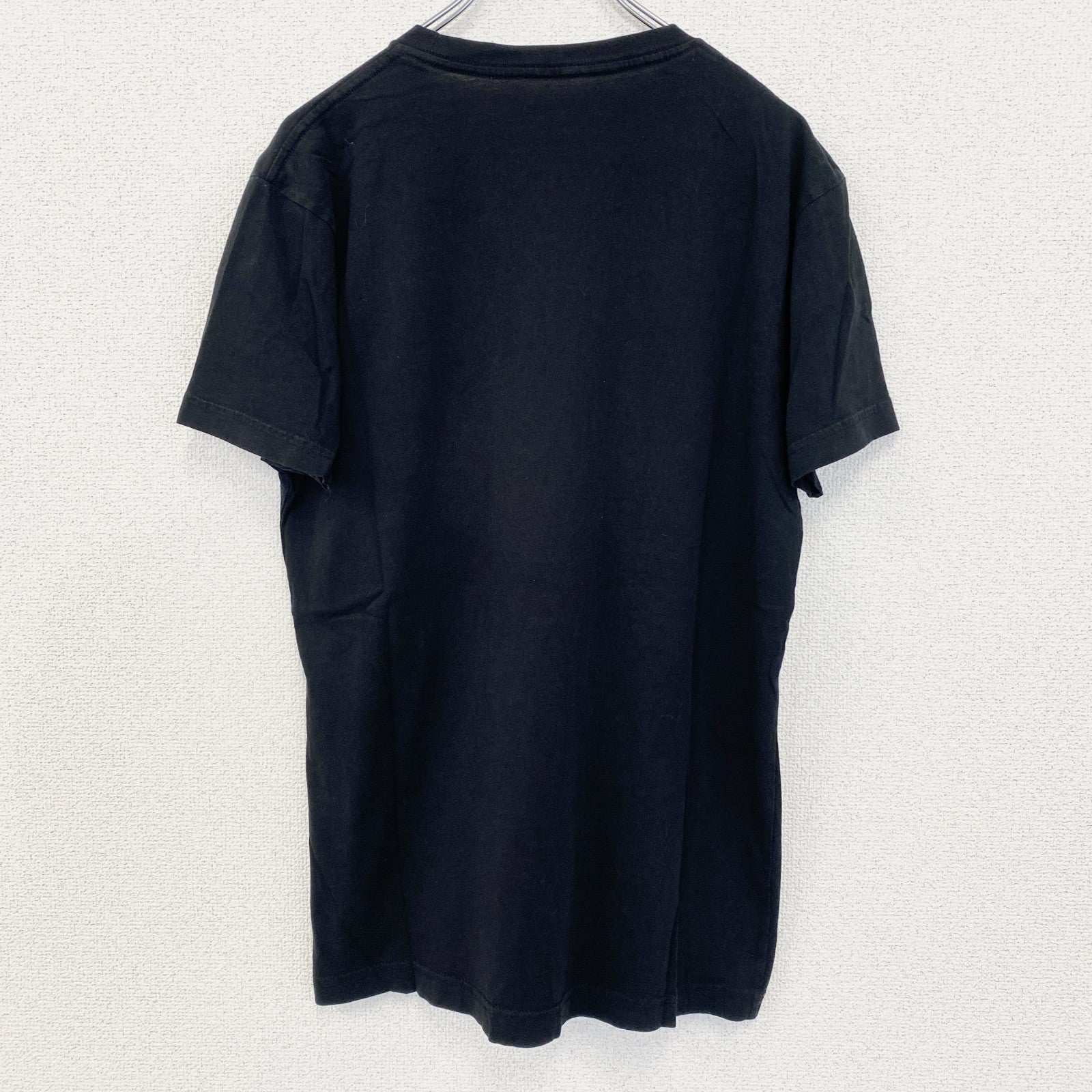 古着 used　VESTIGE　半袖プリントTシャツ　ブロックデザイン　カジュアル　モザイク　レトロ　クルーネック　黒　Mサイズ