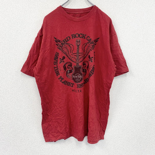 Hard Rock CAFE　ハードロックカフェ　半袖プリントTシャツ　赤　レッド　XLサイズ