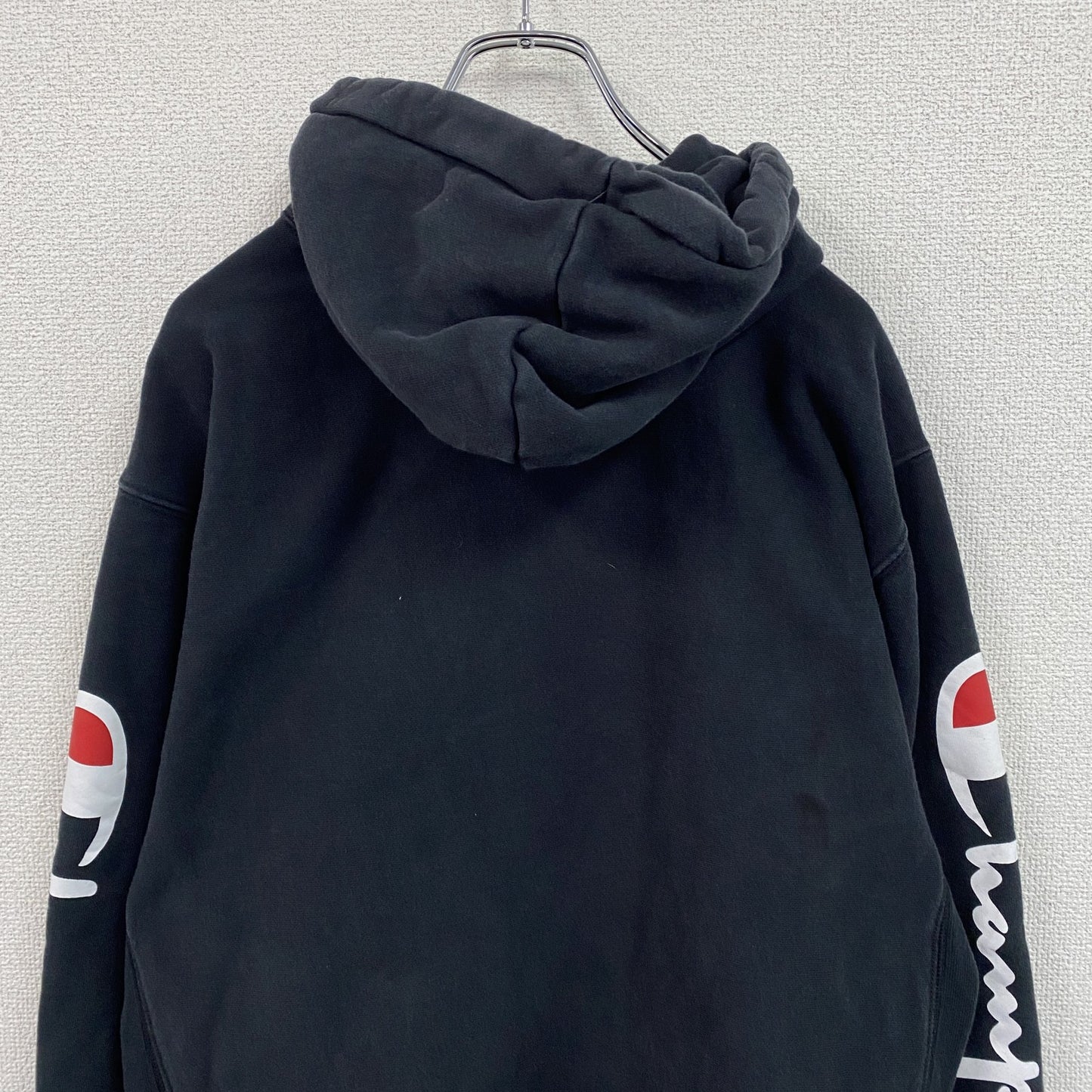 Champion　チャンピオン　リバースウィーブ　スウェットパーカー/フーディー　デカロゴ　現行　黒　ブラック　Lサイズ