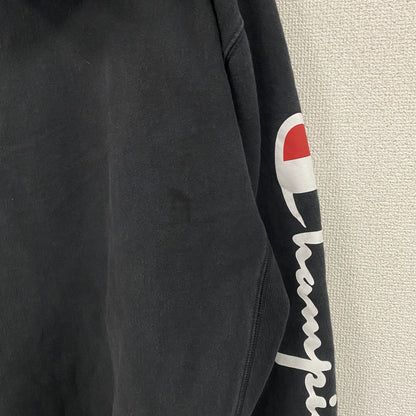 Champion　チャンピオン　リバースウィーブ　スウェットパーカー/フーディー　デカロゴ　現行　黒　ブラック　Lサイズ