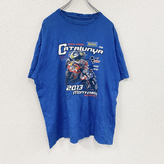 半袖プリントTシャツ　青　ブルー