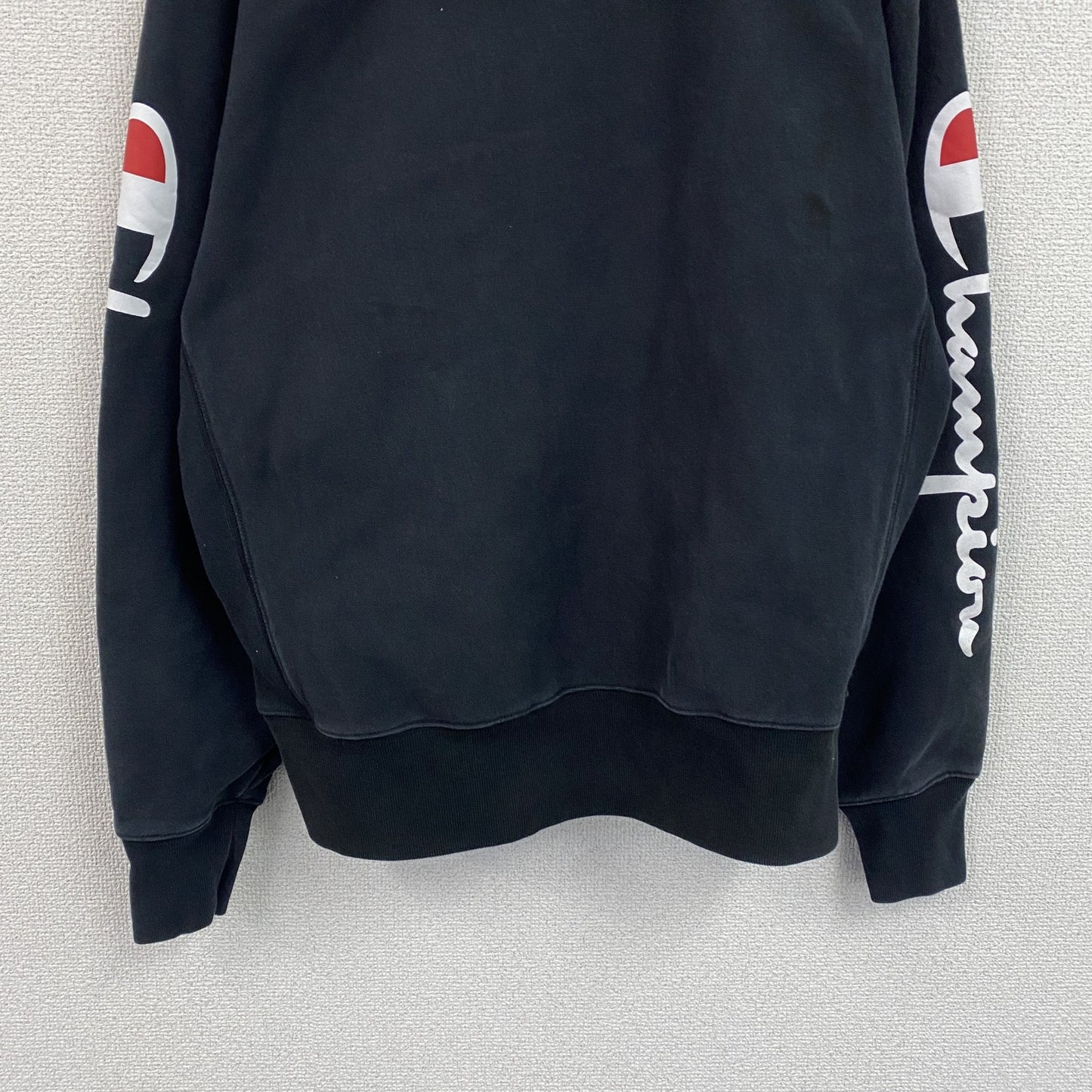 Champion　チャンピオン　リバースウィーブ　スウェットパーカー/フーディー　デカロゴ　現行　黒　ブラック　Lサイズ