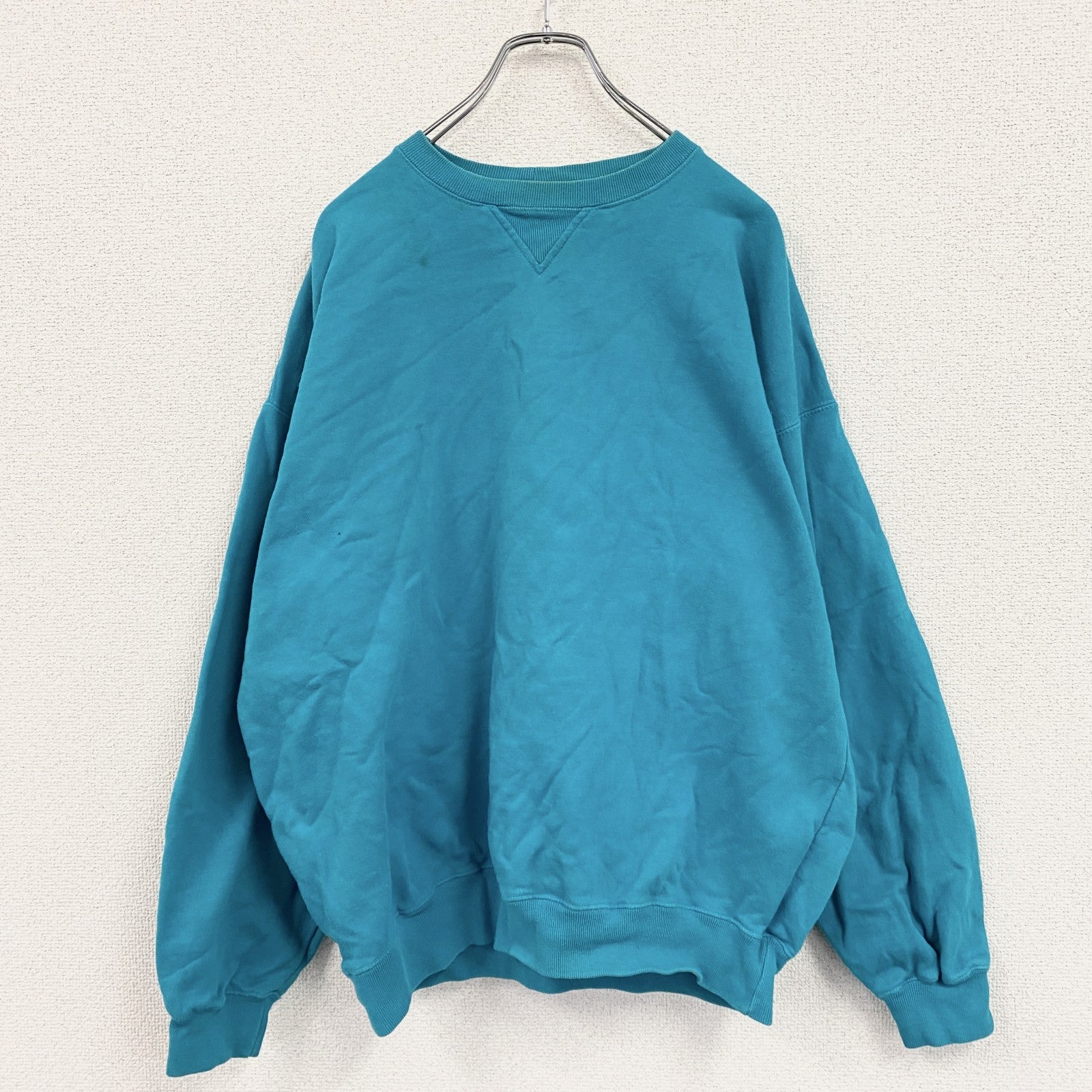 90s　OLD GAP　オールドギャップ　スウェット/トレーナー　前V　ヴィンテージ　ターコイズブルー　Lサイズ