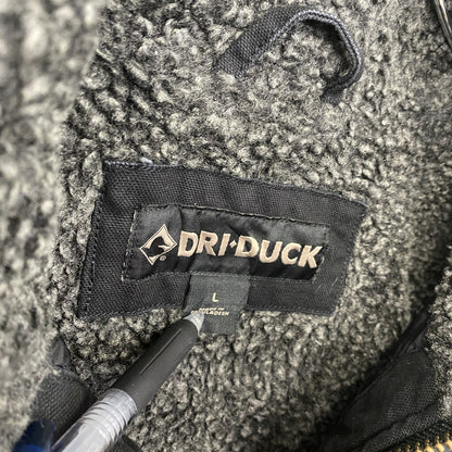 DRI･DUCK　フルジップダックベスト　4つポケット　刺繍ロゴ　裏ボア　黒　ブラック　Lサイズ