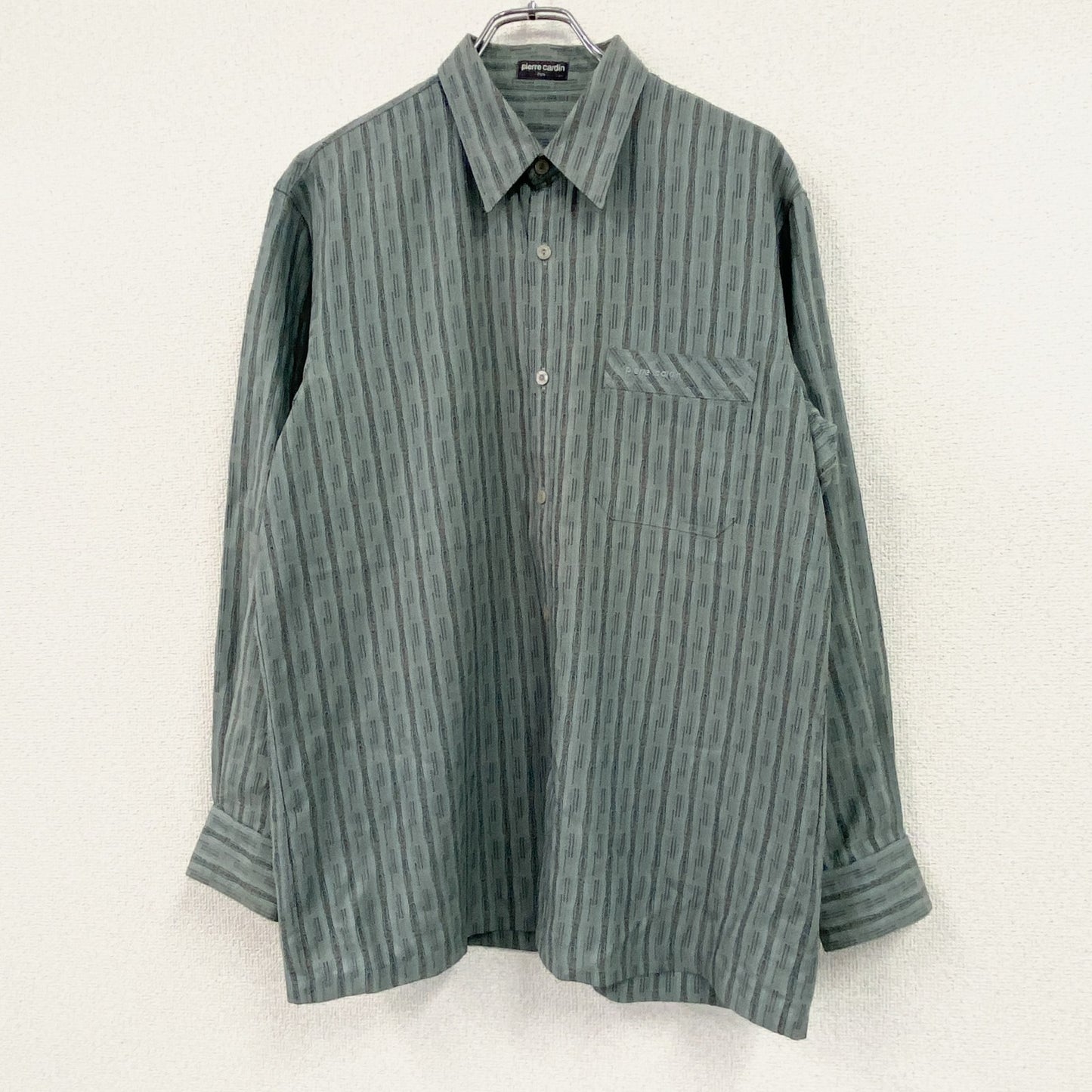 pierre cardin ピエールカルダン　長袖シャツ　総柄　ブルーグレイ　Lサイズ