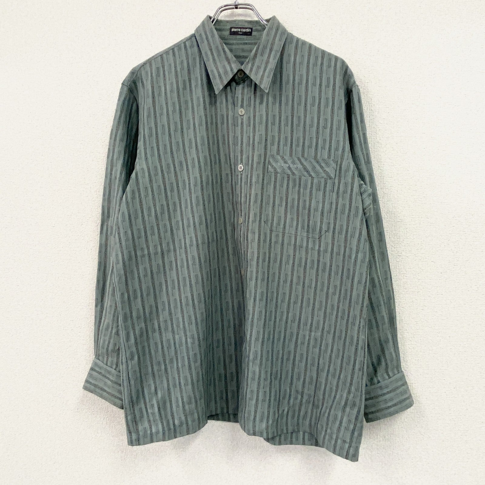 pierre cardin ピエールカルダン　長袖シャツ　総柄　ブルーグレイ　Lサイズ