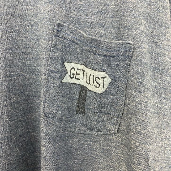 古着 used　THE NORTH FACE ザ・ノースフェイス　半袖バックプリントTシャツ　胸ポケット　ネイビー　XLサイズ