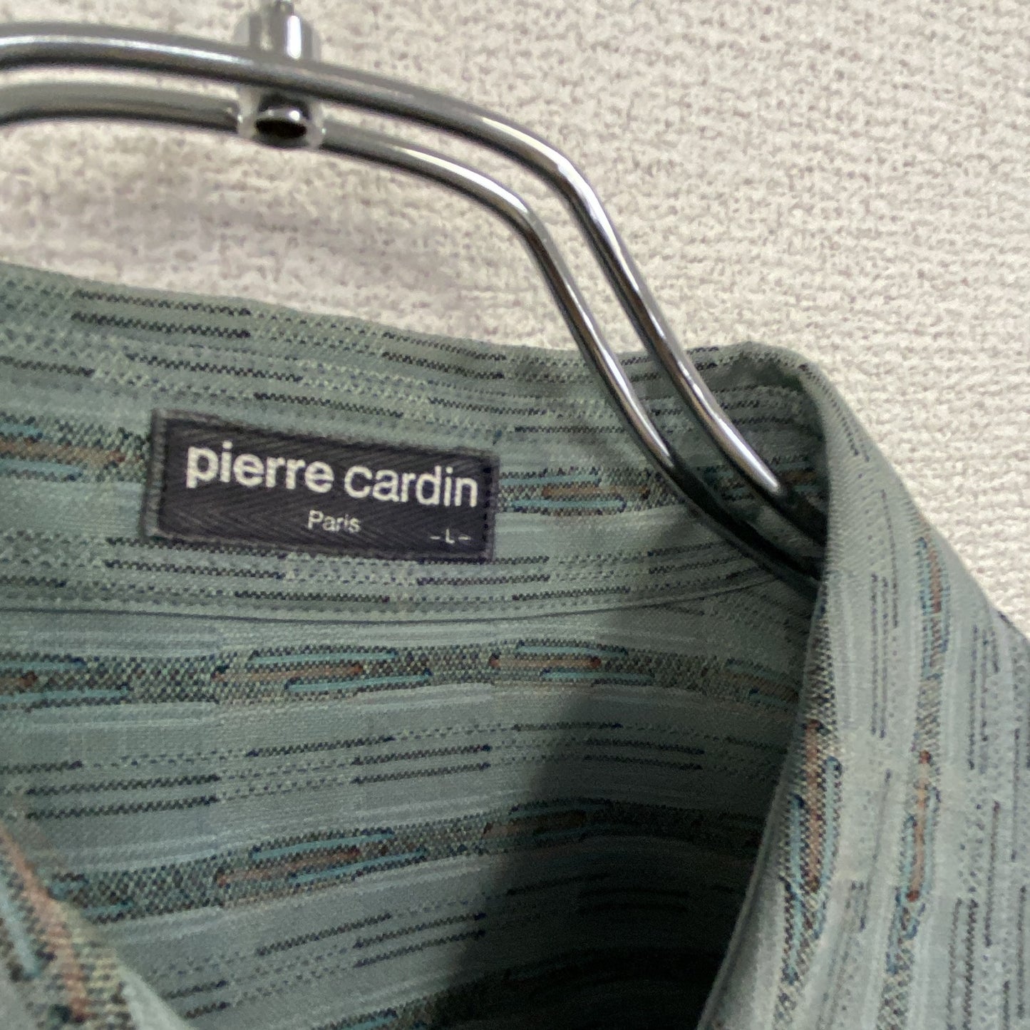 pierre cardin ピエールカルダン　長袖シャツ　総柄　ブルーグレイ　Lサイズ