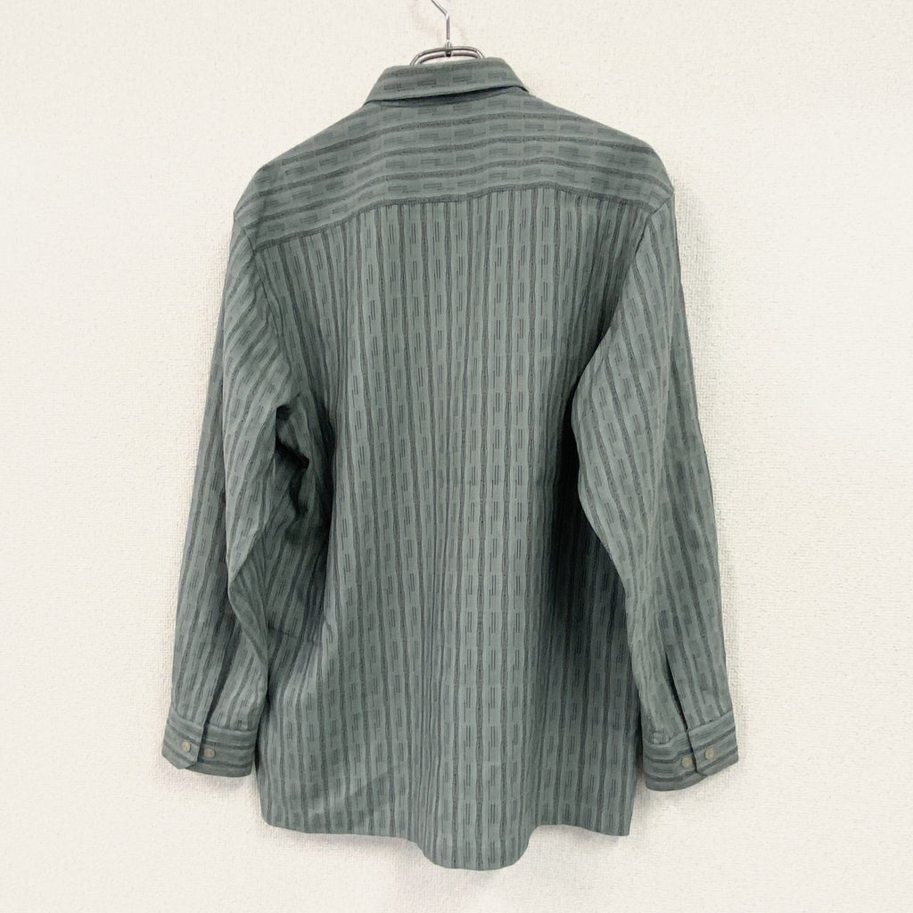 pierre cardin ピエールカルダン　長袖シャツ　総柄　ブルーグレイ　Lサイズ