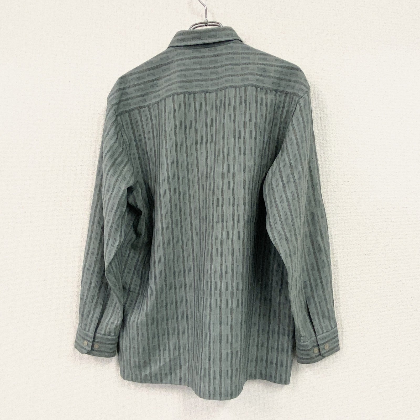 pierre cardin ピエールカルダン　長袖シャツ　総柄　ブルーグレイ　Lサイズ
