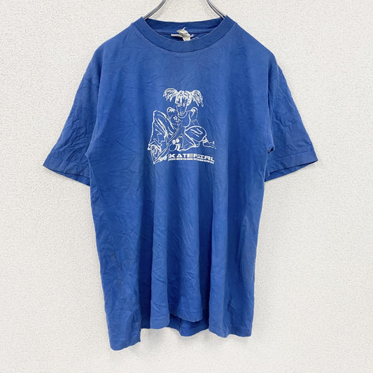 半袖プリントTシャツ　青　ブルー　XLサイズ