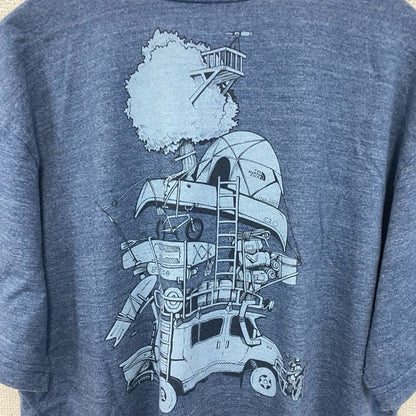 古着 used　THE NORTH FACE ザ・ノースフェイス　半袖バックプリントTシャツ　胸ポケット　ネイビー　XLサイズ