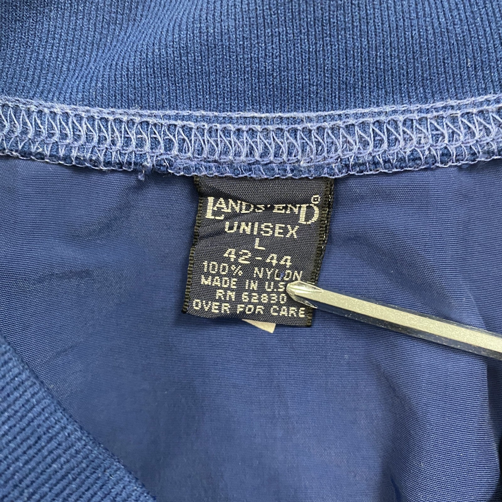 90s　LANDS’END　ランズエンド　ナイロンプルオーバージャケット　ヴィンテージ　青　ブルー　Lサイズ