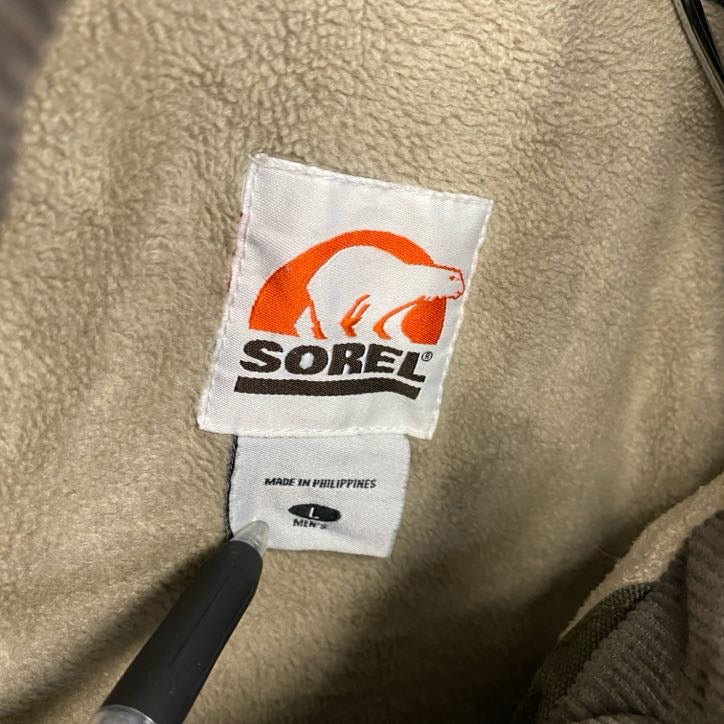 SOREL　ダックカバーオール　フルボタンダックジャケット　5つポケット　コーデュロイカラー　カーキ　Lサイズ