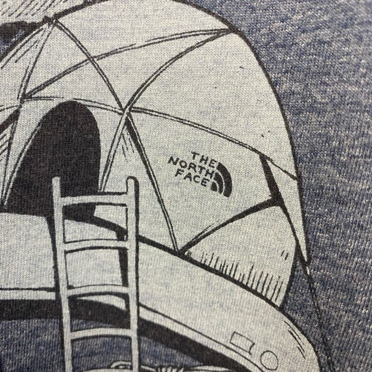 古着 used　THE NORTH FACE ザ・ノースフェイス　半袖バックプリントTシャツ　胸ポケット　ネイビー　XLサイズ