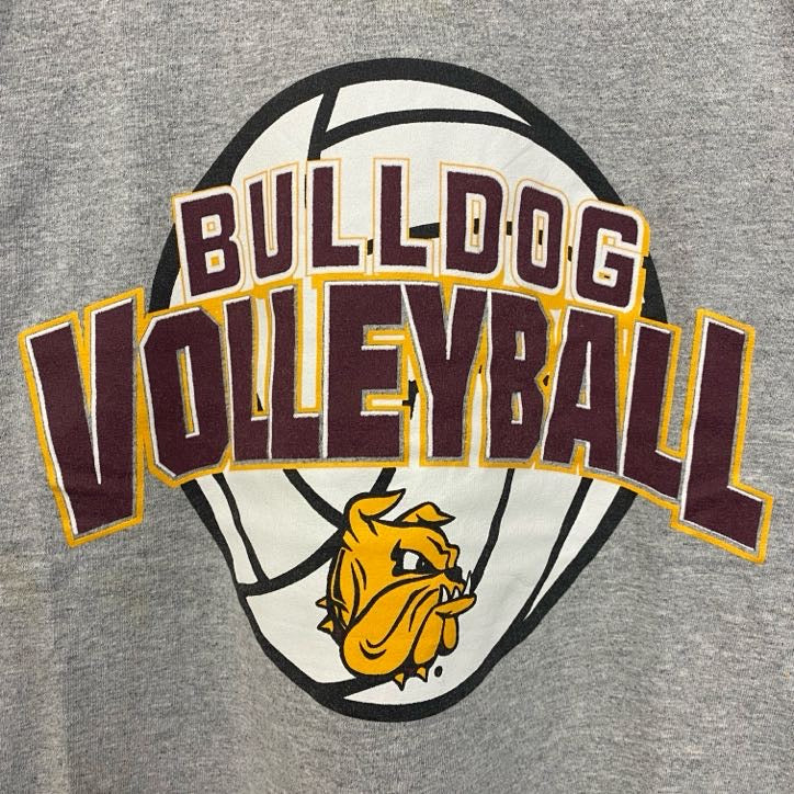 古着 used　champion チャンピオン　長袖プリントTシャツ　ロンT　BULLDOG　ソフトボール　グレー　Sサイズ