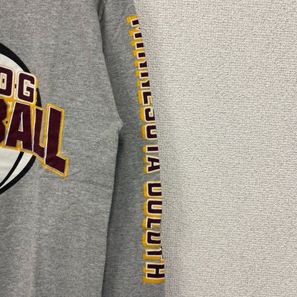 古着 used　champion チャンピオン　長袖プリントTシャツ　ロンT　BULLDOG　ソフトボール　グレー　Sサイズ