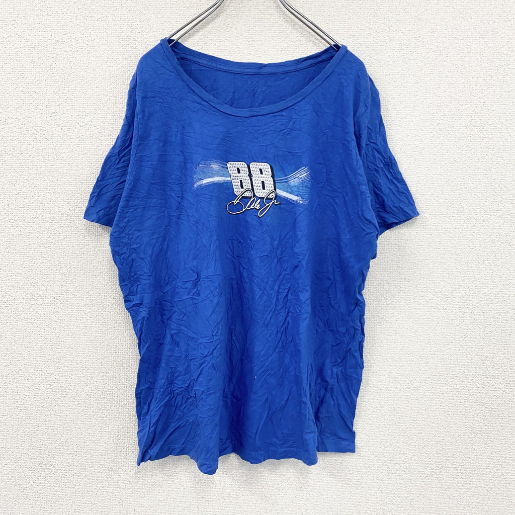 半袖プリントTシャツ　青　ブルー　XLサイズ