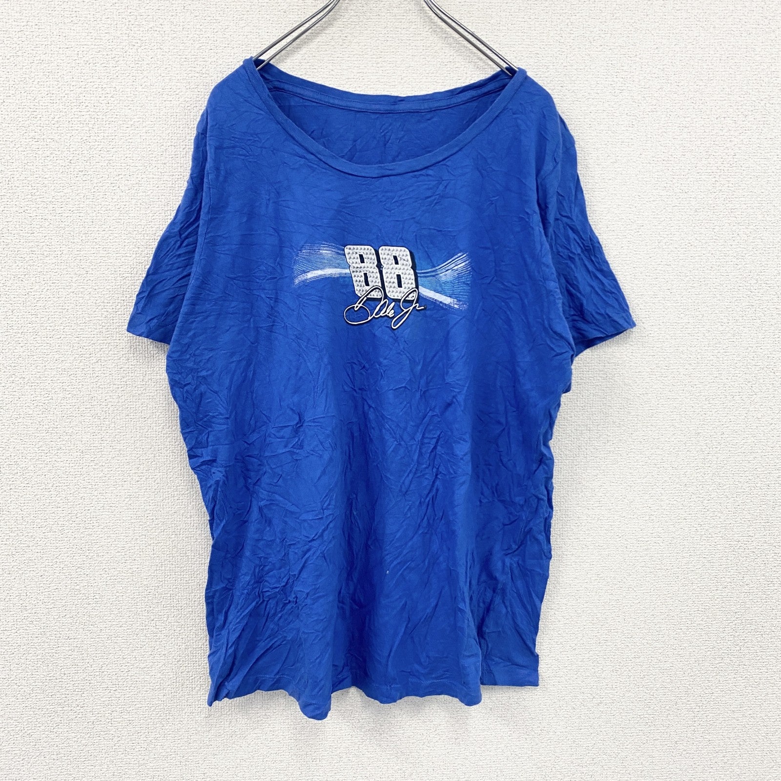 半袖プリントTシャツ　青　ブルー　XLサイズ
