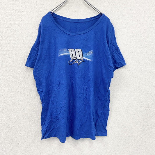 半袖プリントTシャツ　青　ブルー　XLサイズ
