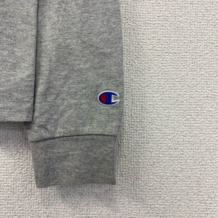 古着 used　champion チャンピオン　長袖プリントTシャツ　ロンT　BULLDOG　ソフトボール　グレー　Sサイズ