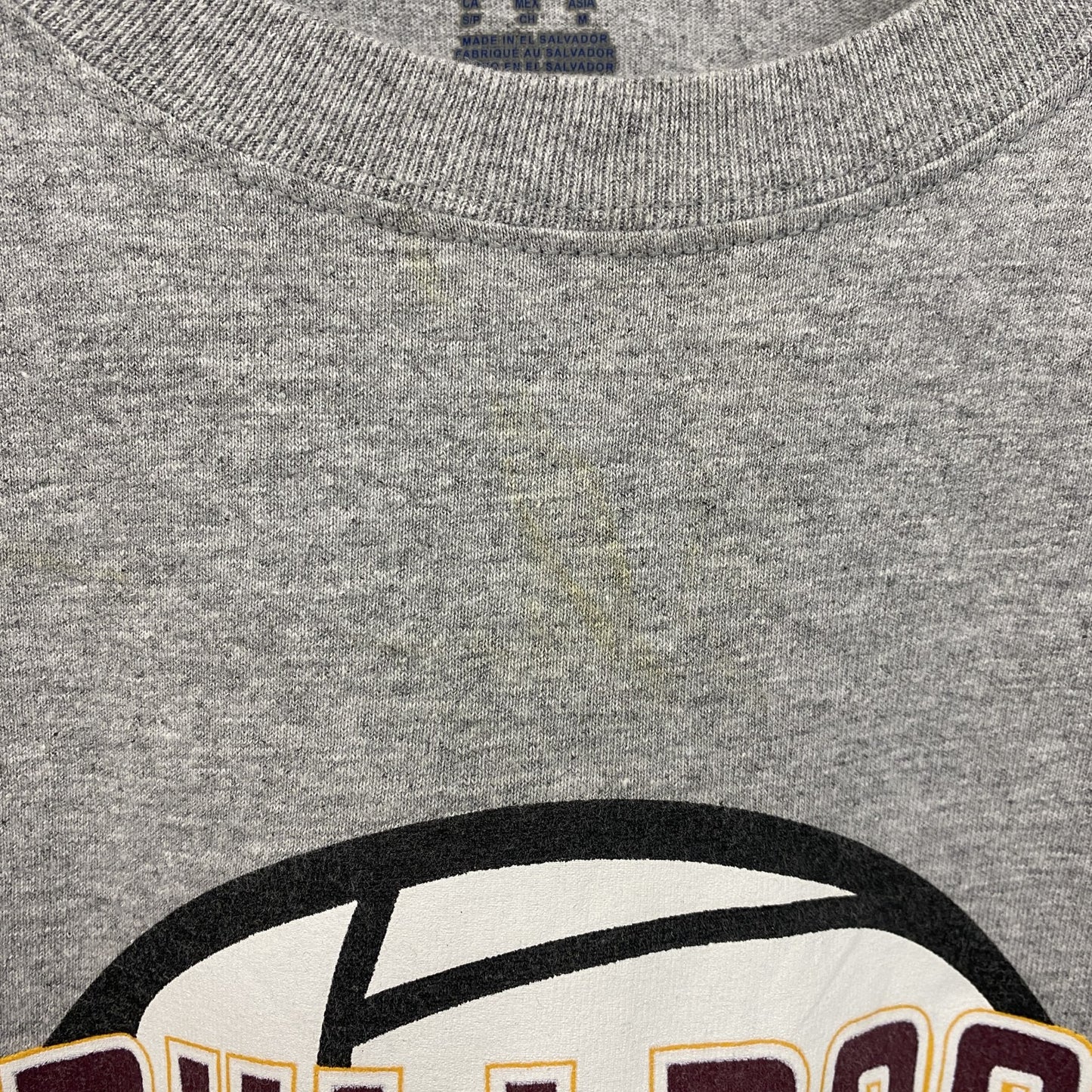 古着 used　champion チャンピオン　長袖プリントTシャツ　ロンT　BULLDOG　ソフトボール　グレー　Sサイズ