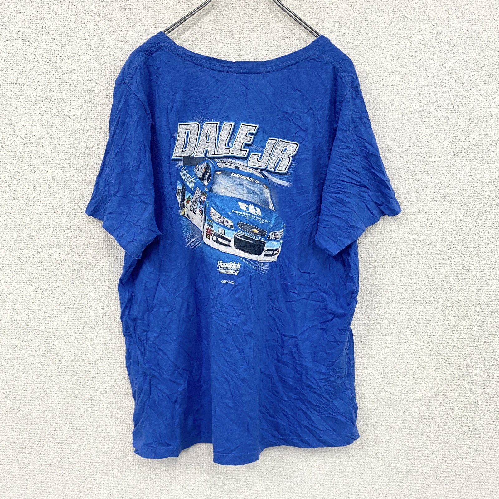 半袖プリントTシャツ　青　ブルー　XLサイズ