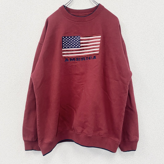 croft&barrow　星条旗　AMERICA　スウェット/トレーナー　刺繡ロゴ　赤　レッド　Mサイズ