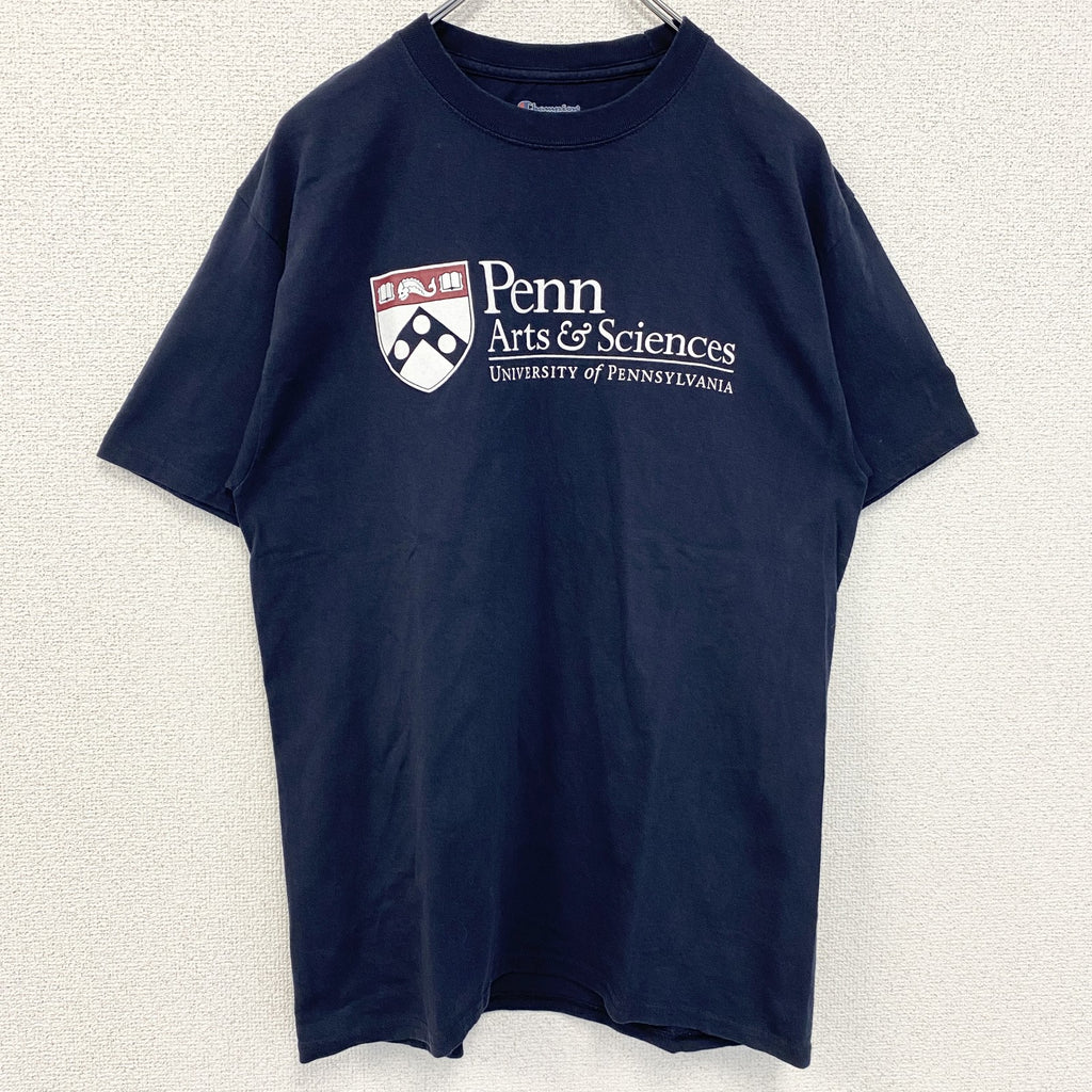 古着 used　champion　チャンピオン　半袖カレッジプリントTシャツ　ペンシルベニア大学　ネイビー　紺　Mサイズ