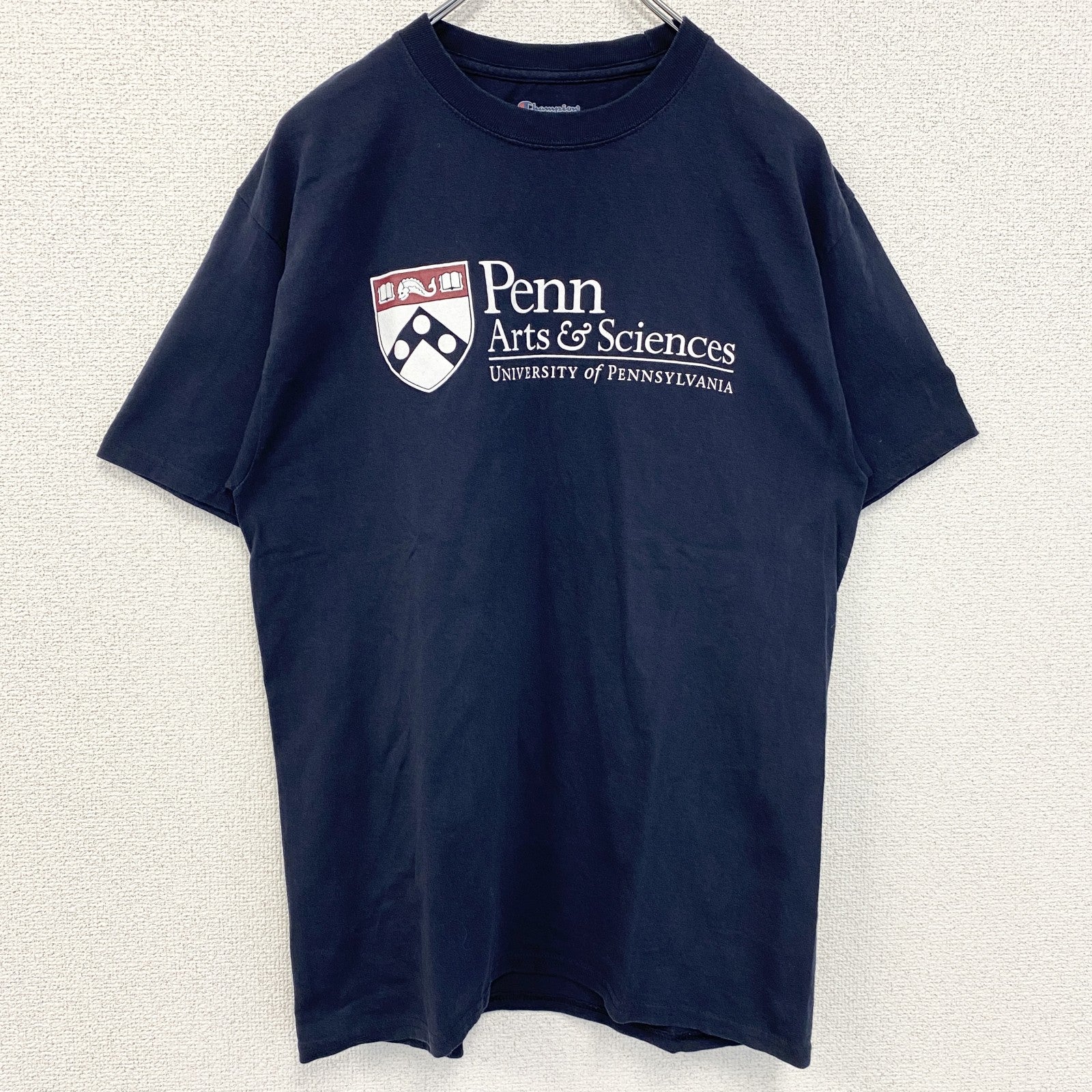 古着 used　champion　チャンピオン　半袖カレッジプリントTシャツ　ペンシルベニア大学　ネイビー　紺　Mサイズ