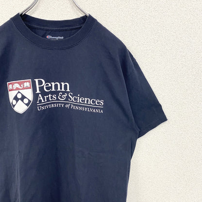 古着 used　champion　チャンピオン　半袖カレッジプリントTシャツ　ペンシルベニア大学　ネイビー　紺　Mサイズ