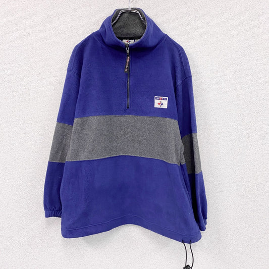 90s　JERZEES　ジャージーズ　ハーフジップフリースプルオーバー　ヴィンテージ　青　ブルー　グレー　Mサイズ