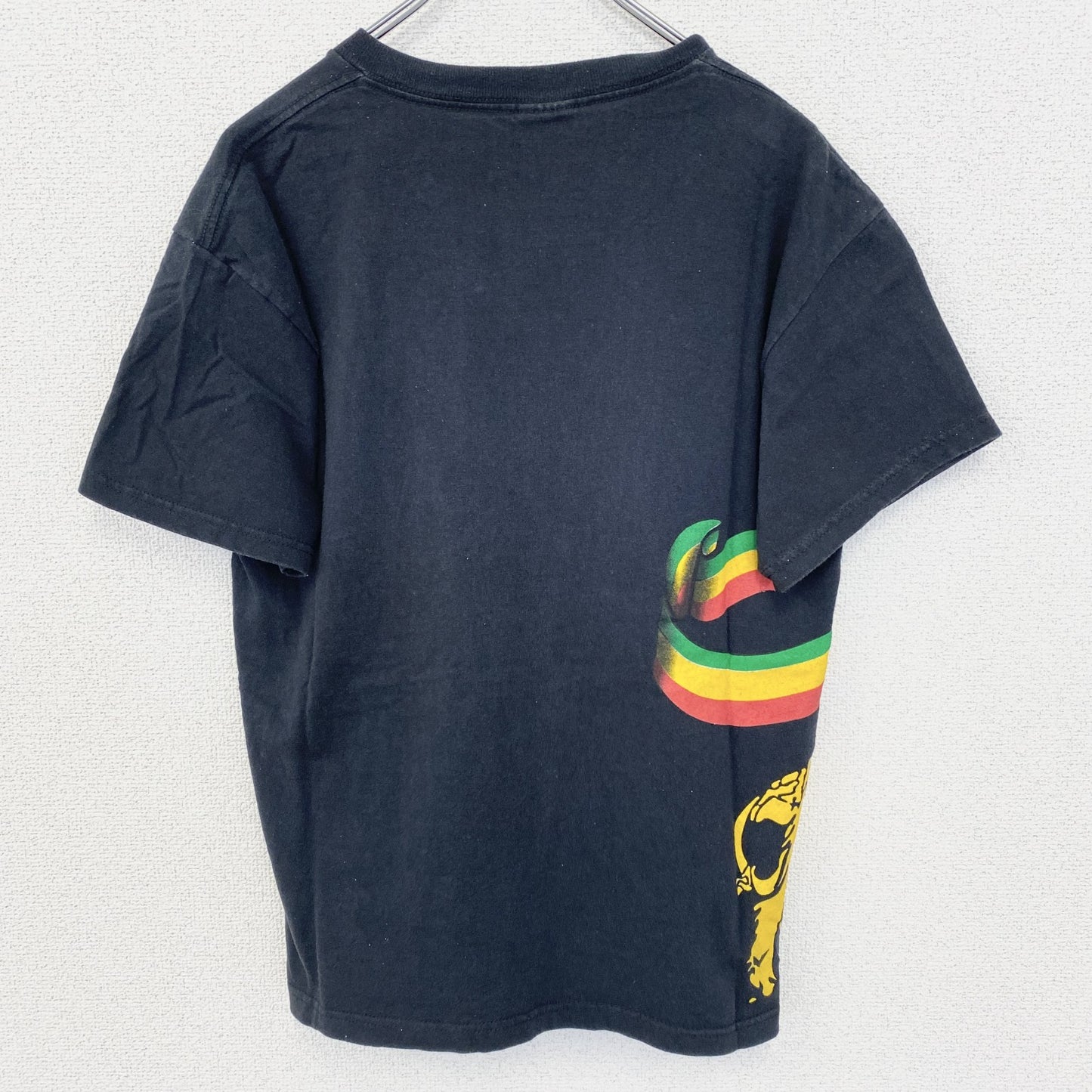 古着 used　DELTA　半袖プリントデザインTシャツ　ライオン　大冠　クルーネック　春夏服　レトロ　黒　ブラック　Mサイズ