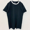 古着 used　champion　チャンピオン　半袖リンガーTシャツ　クルーネック　無地　レトロ　ブラック　黒　Mサイズ