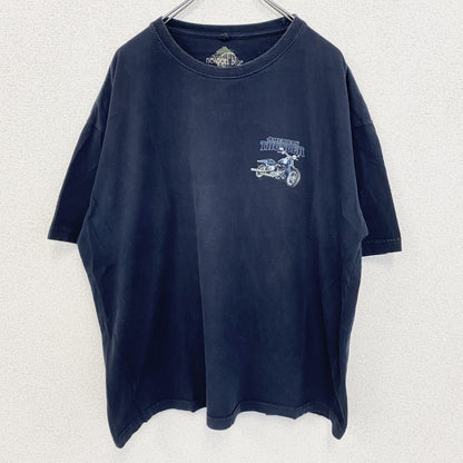 古着 used　newpor blue　半袖プリントTシャツ　ハーレー　バイク　AMERICAN THUNDER　黒　XXLサイズ