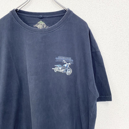 古着 used　newpor blue　半袖プリントTシャツ　ハーレー　バイク　AMERICAN THUNDER　黒　XXLサイズ