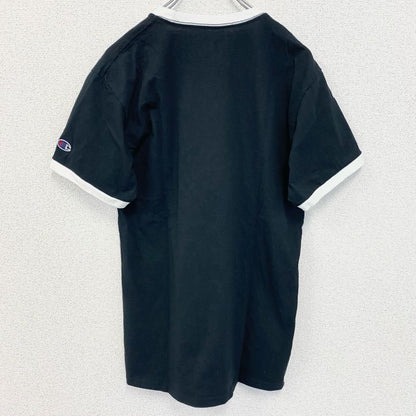 古着 used　champion　チャンピオン　半袖リンガーTシャツ　クルーネック　無地　レトロ　ブラック　黒　Mサイズ