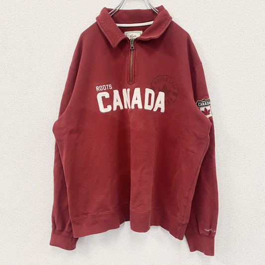 Roots CANADA　ルーツ カナダ　スウェット/トレーナー　ハーフジップ　赤　レッド　XLサイズ