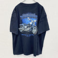古着 used　newpor blue　半袖プリントTシャツ　ハーレー　バイク　AMERICAN THUNDER　黒　XXLサイズ