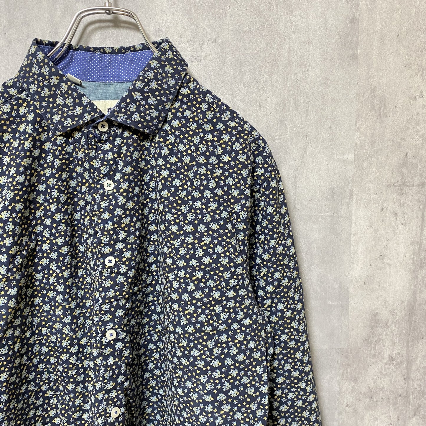 古着 used　STEEL＆JELLY　長袖総柄シャツ　花柄　デザイン　レトロ　秋冬服　メンズ　Lサイズ