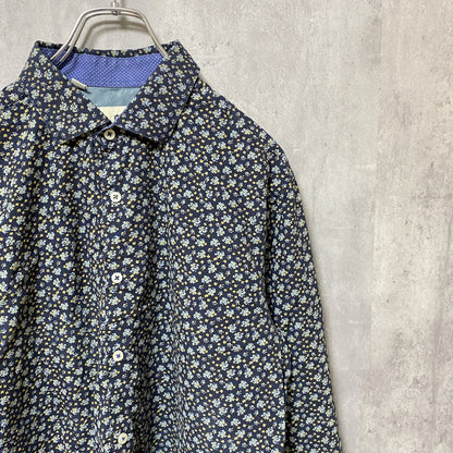 古着 used　STEEL＆JELLY　長袖総柄シャツ　花柄　デザイン　レトロ　秋冬服　メンズ　Lサイズ