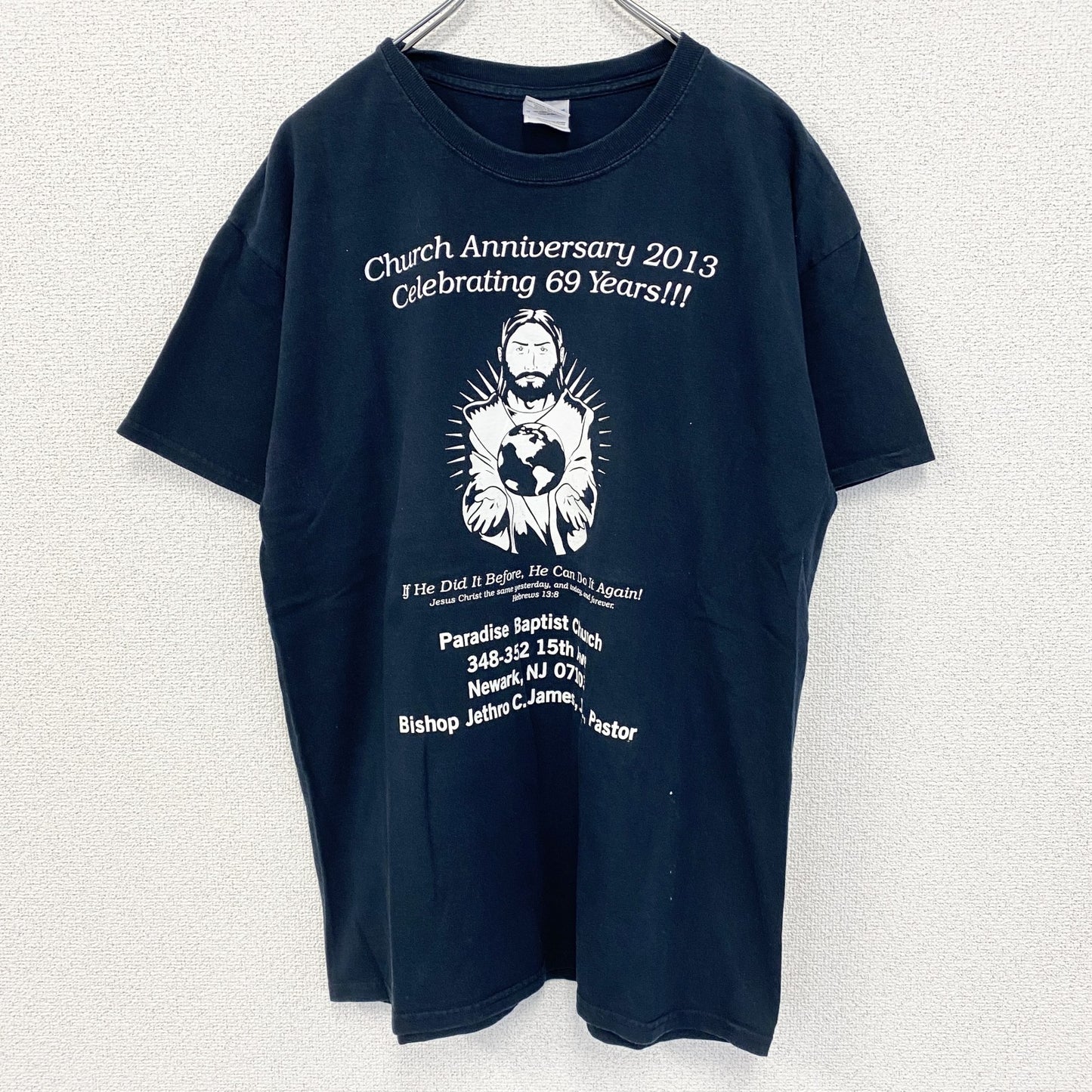 古着 used　GILDAN ギルダン　半袖プリントTシャツ　カジュアルデザイン　クルーネック　春夏服　レトロ　黒　Lサイズ
