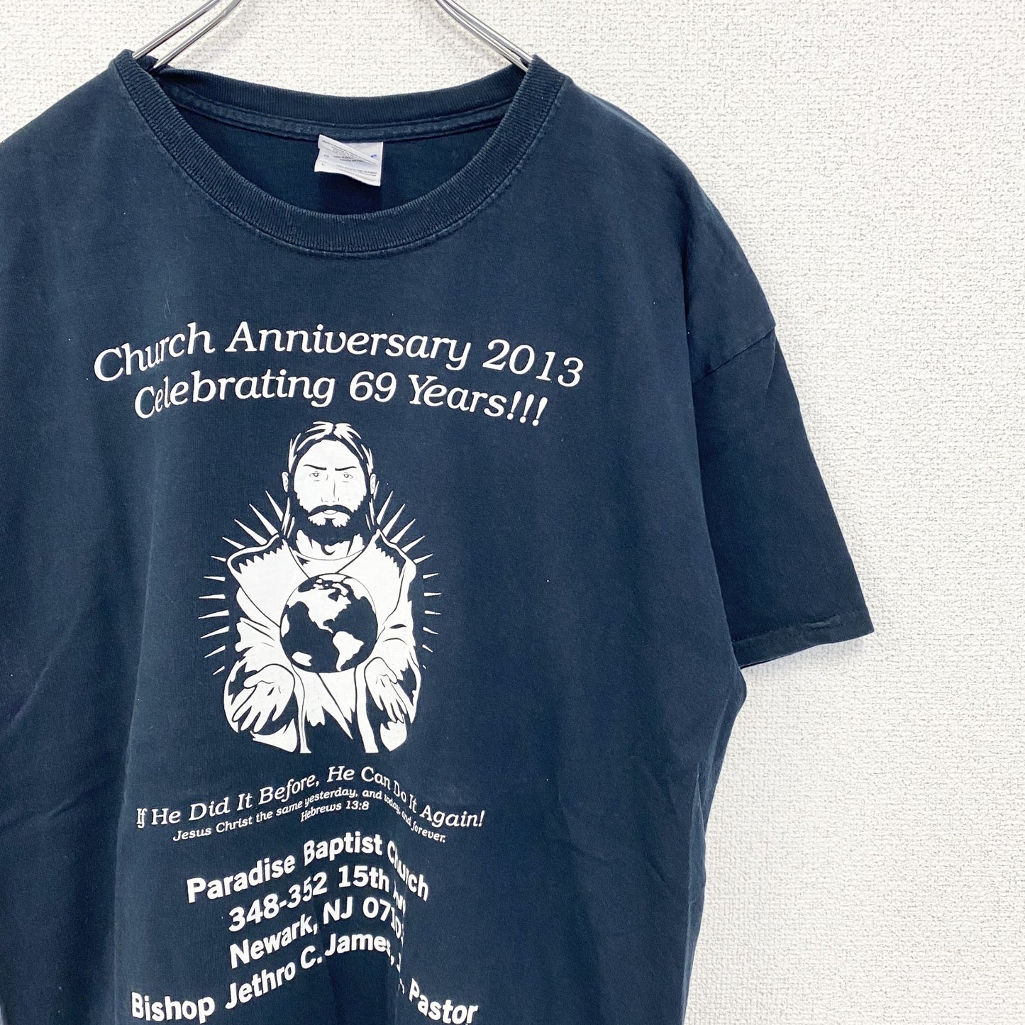 古着 used　GILDAN ギルダン　半袖プリントTシャツ　カジュアルデザイン　クルーネック　春夏服　レトロ　黒　Lサイズ