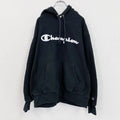 Champion　チャンピオン　リバースウィーブ　スウェットパーカー/フーディー　デカロゴ　黒　ブラック　XLサイズ