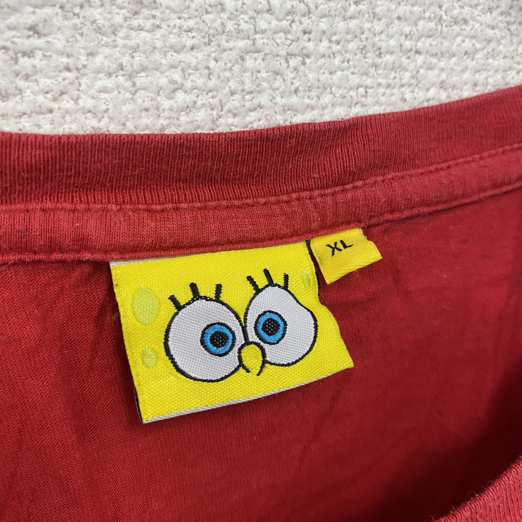 スポンジボブ　半袖プリントアニメTシャツ　キャラクターT　クリスマス　赤　レッド　XLサイズ