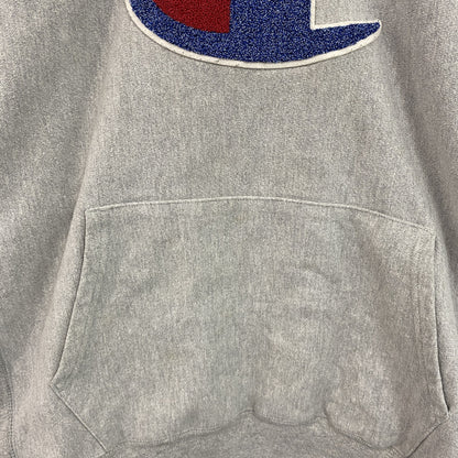 Champion　チャンピオン　リバースウィーブ　スウェットパーカー/フーディー　デカロゴ　霜降りグレー　Lサイズ