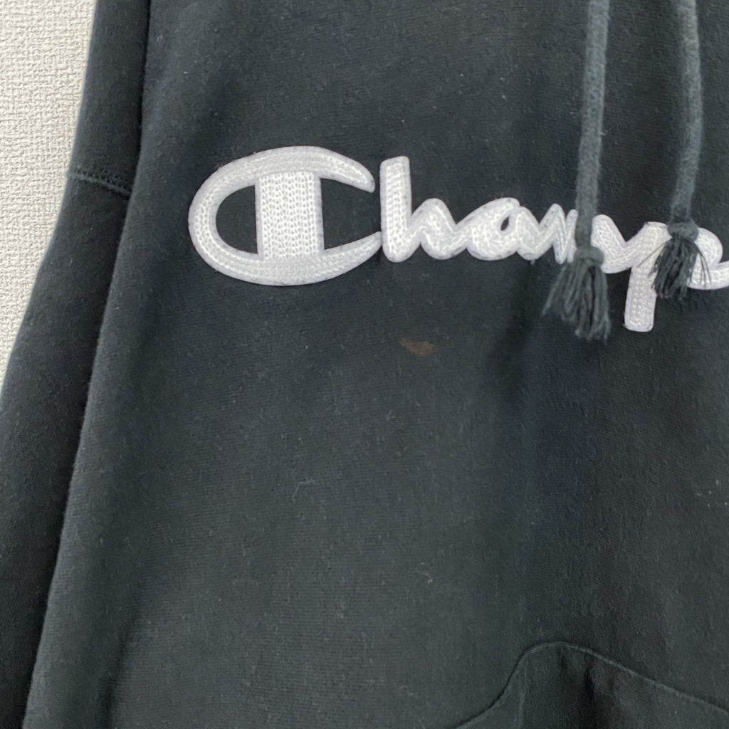 Champion　チャンピオン　リバースウィーブ　スウェットパーカー/フーディー　デカロゴ　黒　ブラック　XLサイズ